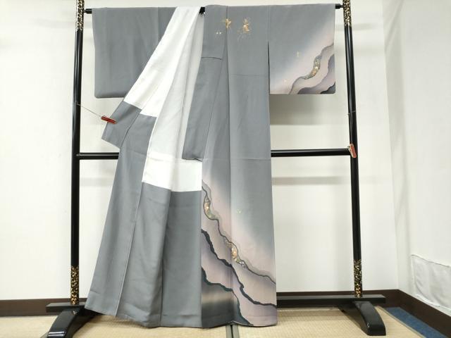 平和屋着物●訪問着 道長更紗草花文 暈し染め 金彩 正絹 逸品 CABI3495yc