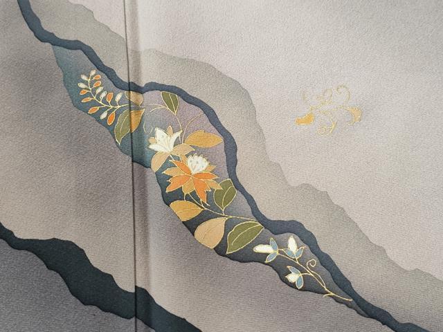 平和屋着物●訪問着 道長更紗草花文 暈し染め 金彩 正絹 逸品 CABI3495yc