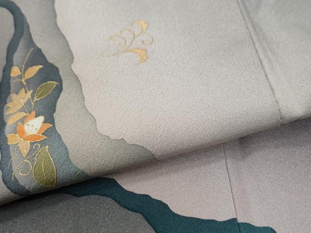 平和屋着物●訪問着 道長更紗草花文 暈し染め 金彩 正絹 逸品 CABI3495yc