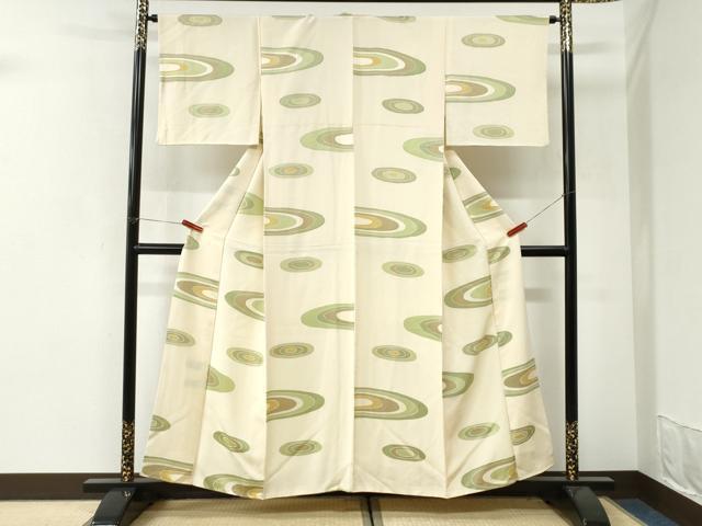 平和屋着物▼上質な小紋 地紋起こし 丸文 正絹 逸品 CABI3496yc