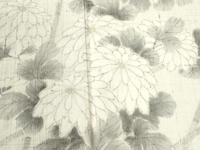 平和屋着物●訪問着 紬地 手描き 竹垣菊文 正絹 逸品 CABI3500yc