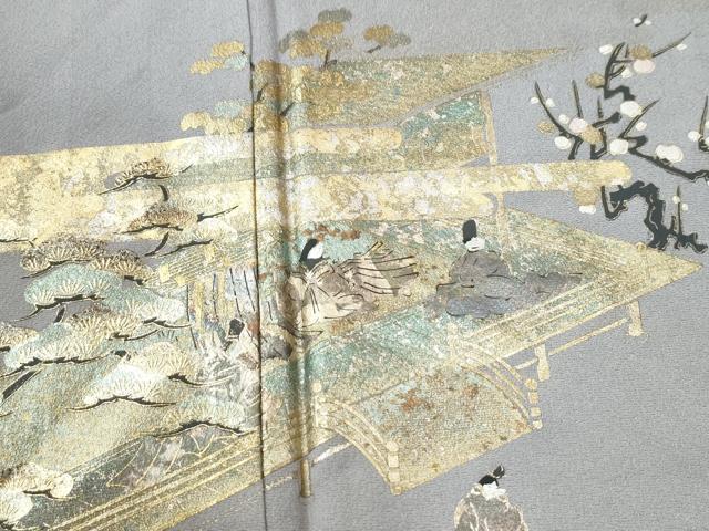 平和屋着物●訪問着 エ霞人物風景文 暈し染め 金彩 正絹 逸品 未使用 CABI3506yc