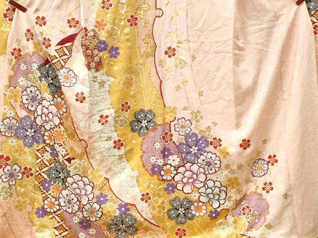 平和屋着物●豪華振袖 雪輪牡丹吉祥花文 金彩 正絹 逸品 CABI3507yc