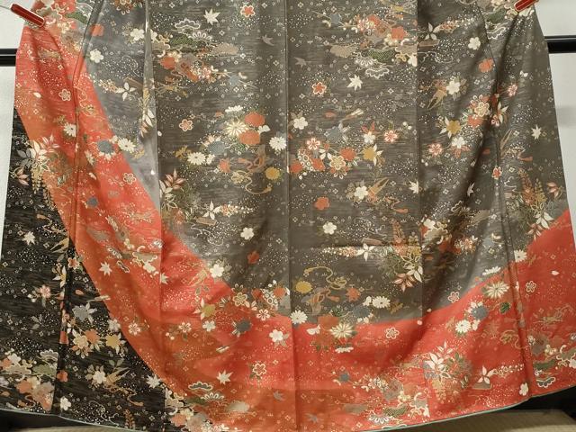 平和屋着物●訪問着 楽器扇花松文 金彩 正絹 逸品 CABI3509yc