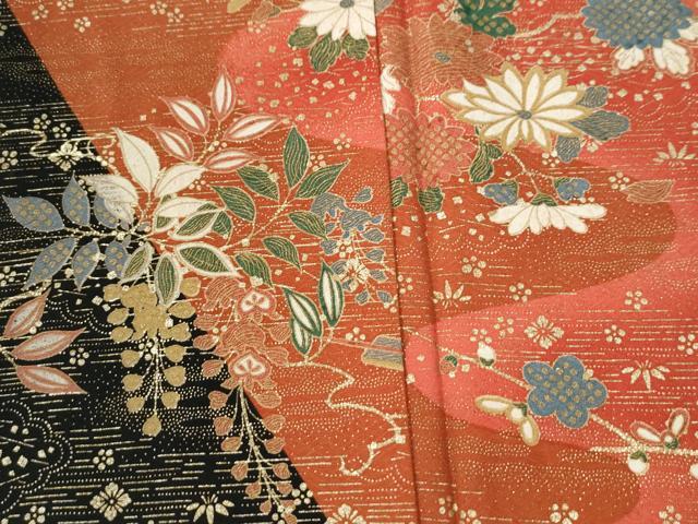 平和屋着物●訪問着 楽器扇花松文 金彩 正絹 逸品 CABI3509yc