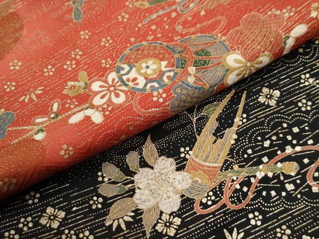 平和屋着物●訪問着 楽器扇花松文 金彩 正絹 逸品 CABI3509yc