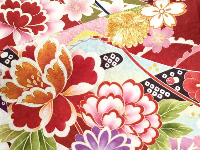 平和屋着物●豪華振袖 駒刺繍 鬘帯牡丹花文 金彩 正絹 逸品 CABI3511yc