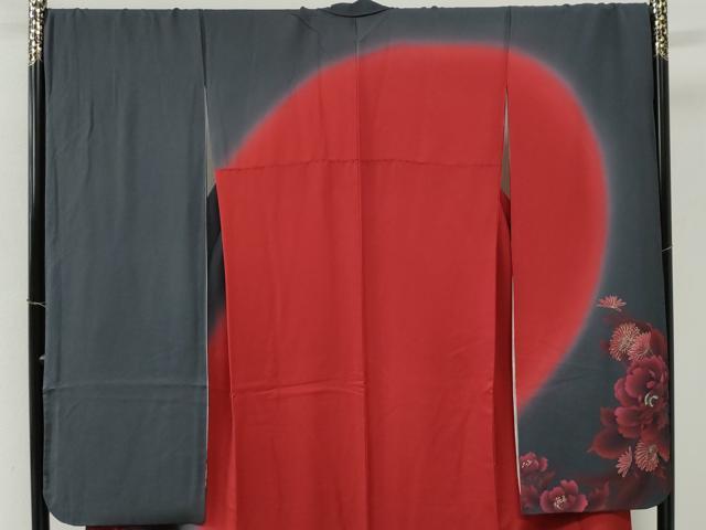 平和屋着物●豪華振袖 牡丹花文 暈し染め 金彩 正絹 逸品 CABI3512yc