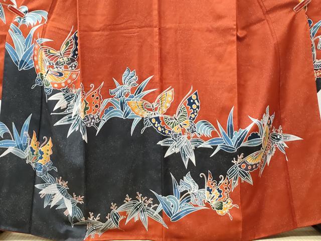 平和屋着物●豪華振袖 紅型 舞蝶桐文 銀通し地 正絹 逸品 CABI3514yc