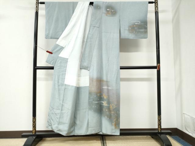 平和屋着物●訪問着 霞草花文 暈し染め 金彩 正絹 逸品 CABI3515yc