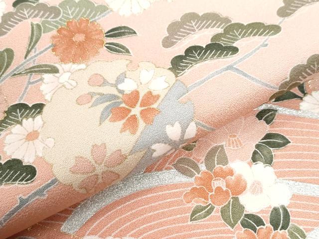 平和屋着物●訪問着 雪輪草花文 暈し染め 金彩 正絹 逸品 CABI3516yc