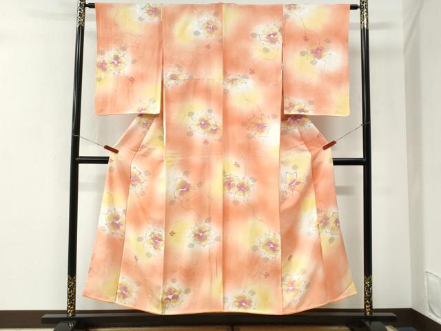 平和屋着物●上質な小紋 地紋起こし 舞花文 暈し染め 正絹 逸品 CABI3520yc