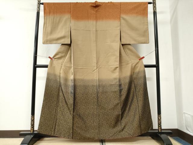 平和屋着物●訪問着 お召地 黄金糸 唐草文 暈し染め 正絹 逸品 CABI3522yc