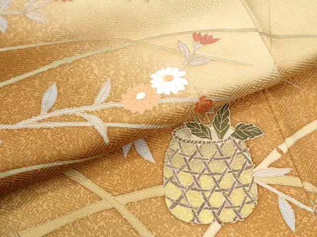 平和屋着物●訪問着 駒刺繍 花籠文 暈し染め 金彩 正絹 逸品 CABI3523yc