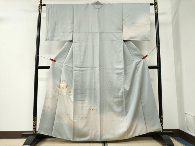平和屋着物●訪問着 駒刺繍 霞花蝶文 暈し染め 金彩 正絹 逸品 CABI3527yc