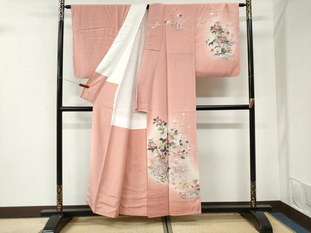 平和屋着物●訪問着 作家物 枝牡丹花文 暈し染め 金彩 正絹 逸品 未使用 CABI3528yc