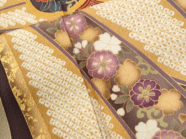 平和屋着物●豪華振袖 駒刺繍 花唐草文 金彩 正絹 逸品 CABI3529yc