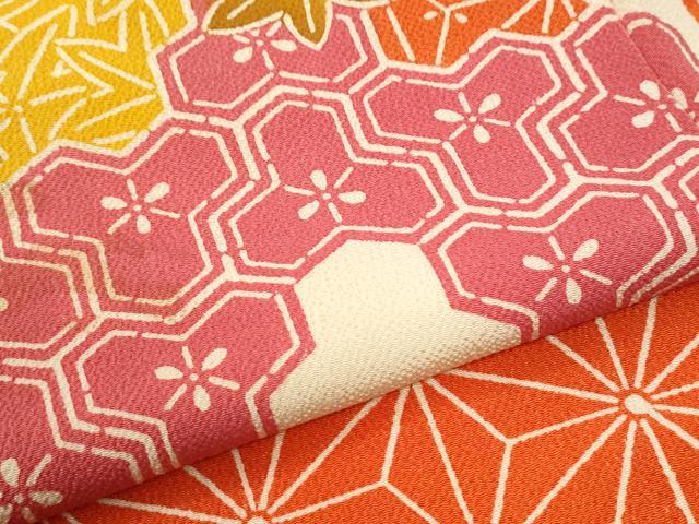 平和屋着物●豪華振袖 紅型 吉祥花蝶文 鬼しぼ縮緬 正絹 逸品 CABI3530yc