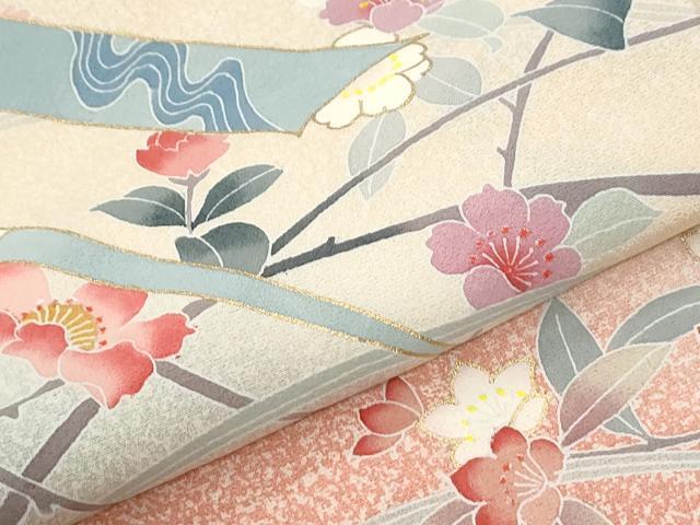 平和屋着物●訪問着 作家物 鬘帯枝花文 暈し染め 金彩 正絹 逸品 CABI3547yc