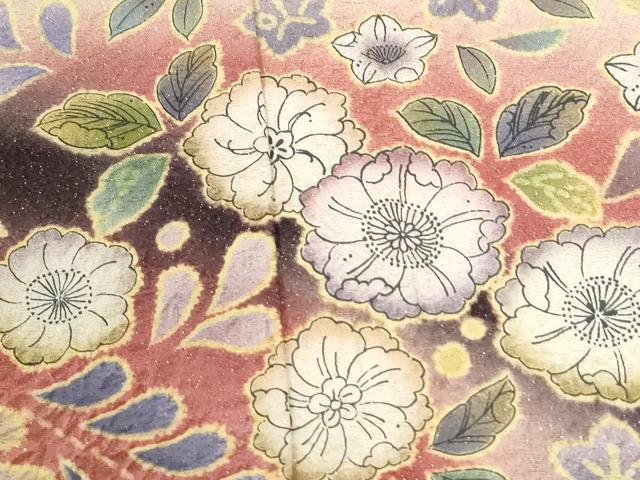 平和屋着物●訪問着 辻が花 暈し染め 金通し地 正絹 逸品 CABI3551yc