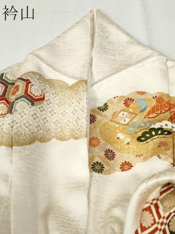 平和屋着物●豪華振袖 駒刺繍 雲取り飛鶴宝尽くし吉祥花文 金彩 正絹 逸品 CABI3552yc