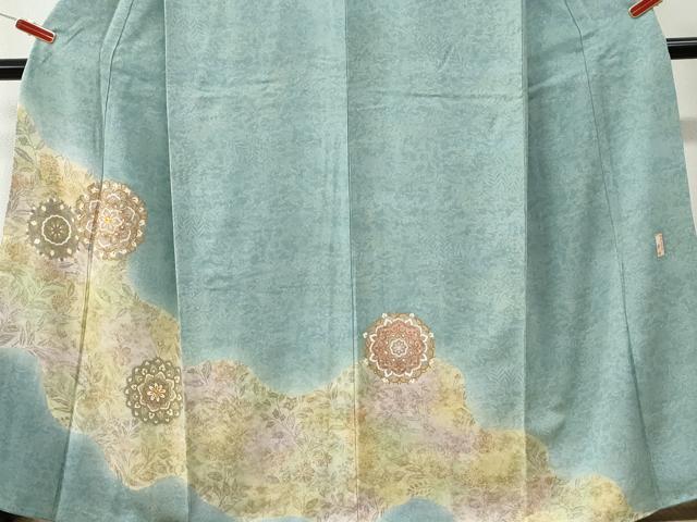 平和屋着物●伝統工芸士 更清 訪問着 駒刺繍 花唐草文 暈し染め 金彩 正絹 逸品 CABI3554yc