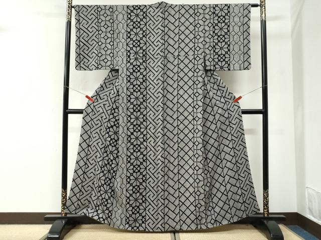 平和屋着物●訪問着 総絞り 吉祥花間道 黒地 正絹 逸品 CABI3555yc