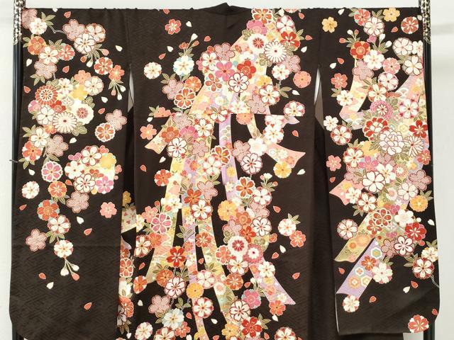 平和屋着物●豪華振袖 駒刺繍 束ね熨斗毬牡丹花文 金彩 正絹 逸品 CABI3559yc