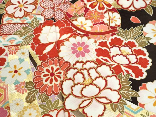 平和屋着物●豪華振袖 駒刺繍 束ね熨斗毬牡丹花文 金彩 正絹 逸品 CABI3559yc