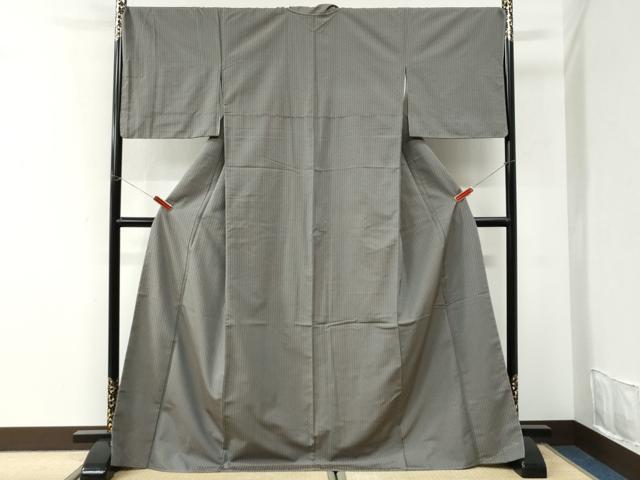 平和屋着物●上質なお召 メガネ織 霞文 ロング丈 正絹 逸品 未使用 CABI3563yc