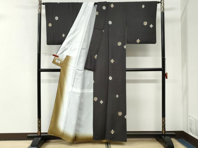 平和屋着物●上質な小紋 松葉文 金彩 やまと誂製 正絹 逸品 CABI3565yc