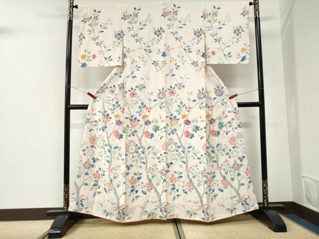 平和屋着物●訪問着 手描き 枝花文 正絹 逸品 未使用 CABI3566yc