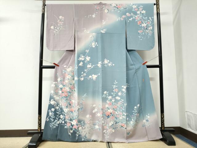 平和屋着物●訪問着 友禅 作家物 枝花文 暈し染め 正絹 逸品 CABI3568yc