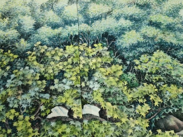 平和屋着物●伝統工芸士 京友禅染色作家 田家鬼彩 訪問着 水辺樹林文 暈し染め 正絹 逸品 CABI3570yc