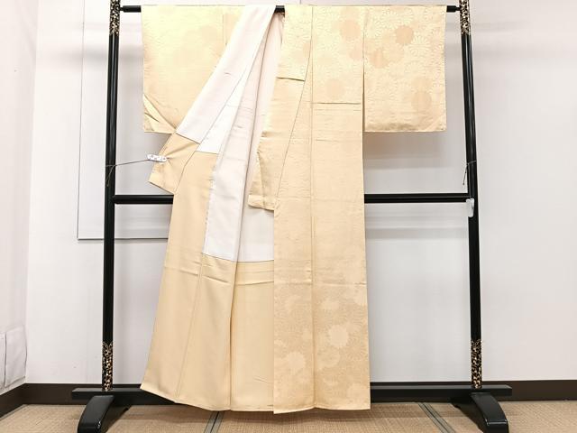 平和屋着物■上質な色無地 菊地紋 丁子色 正絹 逸品 未使用 CABI3601xi