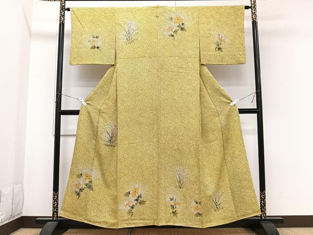 平和屋着物■訪問着 手描き 草花文 たたき染め 正絹 逸品 CABI3607xi