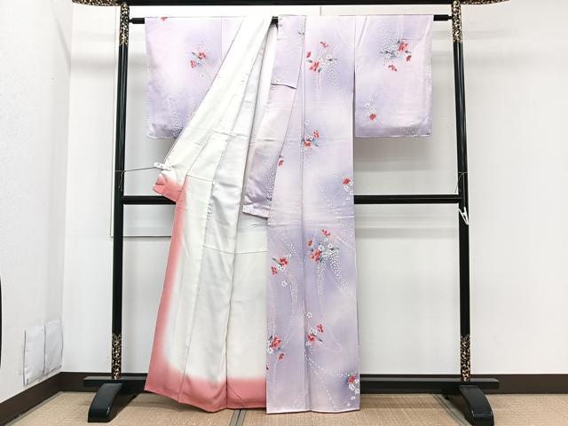 平和屋着物■上質な小紋 草花文 暈し染め 銀彩 正絹 逸品 未使用 CABI3635xi