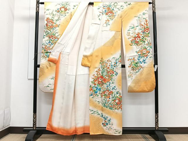 平和屋着物■豪華振袖 駒刺繍 飾花文 金彩 正絹 逸品 CABI3640xi