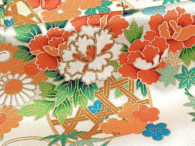平和屋着物■豪華振袖 駒刺繍 飾花文 金彩 正絹 逸品 CABI3640xi
