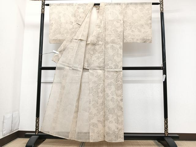 平和屋着物*夏物 絹芭蕉 草花文 正絹 逸品 未使用 CABI3651xi