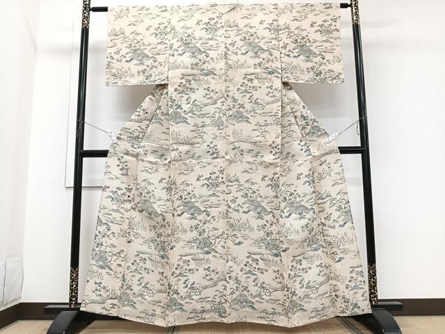 平和屋着物*夏物 訪問着 生紬紗 御所解松竹梅文 正絹 逸品 CABI3653xi