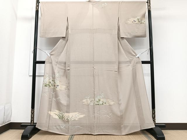 平和屋着物*夏物 訪問着 絽縮緬 刺繍 立波草花文 金銀彩 正絹 逸品 CABI3664xi