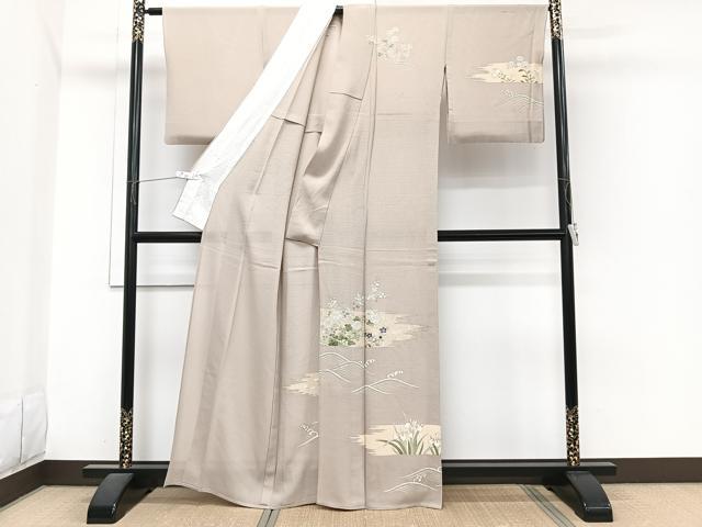 平和屋着物*夏物 訪問着 絽縮緬 刺繍 立波草花文 金銀彩 正絹 逸品 CABI3664xi
