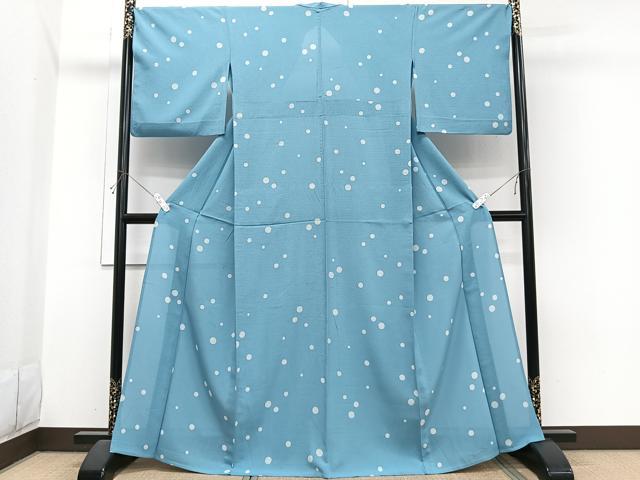 平和屋着物*夏物 小紋 絽縮緬 ドット柄 正絹 逸品 CABI3671xi