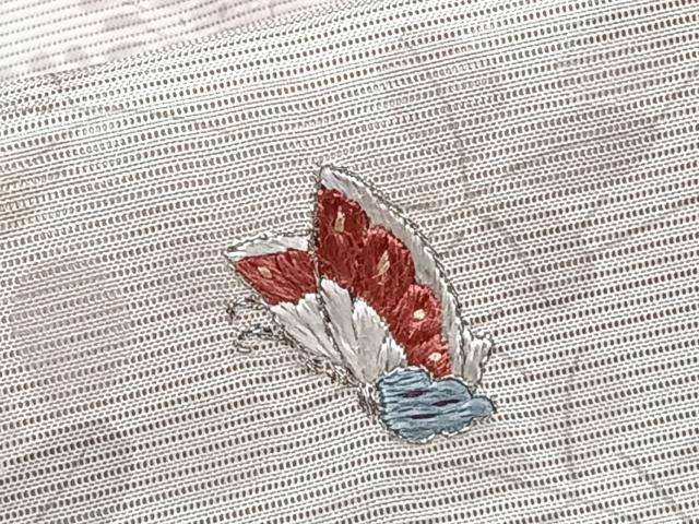 平和屋着物*夏物 訪問着 絽 刺繍 枝萩蝶々文 暈し染め 銀糸 正絹 逸品 CABI3672xi