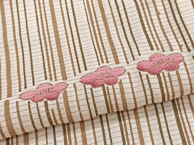 平和屋着物*夏物 小紋 絽 縞花文 金彩 正絹 逸品 CABI3679xi