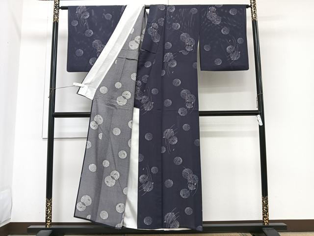 平和屋着物*夏物 小紋 絽 舞葉丸文 正絹 逸品 CABI3685xi