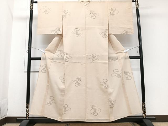 平和屋着物*夏物 結城紬 夏結城 100亀甲 飛び亀甲柄 流水千鳥文 正絹 逸品 CABI3686xi