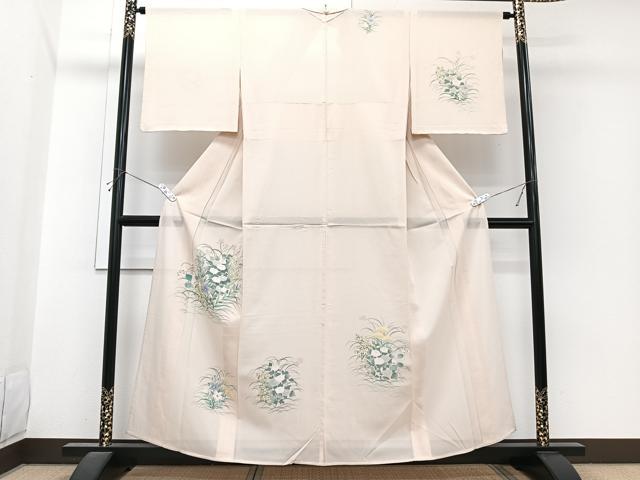 平和屋着物*夏物 訪問着 絽 手描き 草花文 正絹 逸品 CABI3690xi