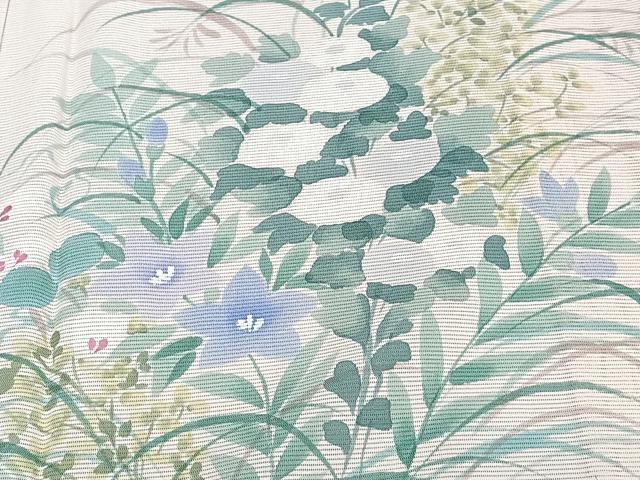平和屋着物*夏物 訪問着 絽 手描き 草花文 正絹 逸品 CABI3690xi